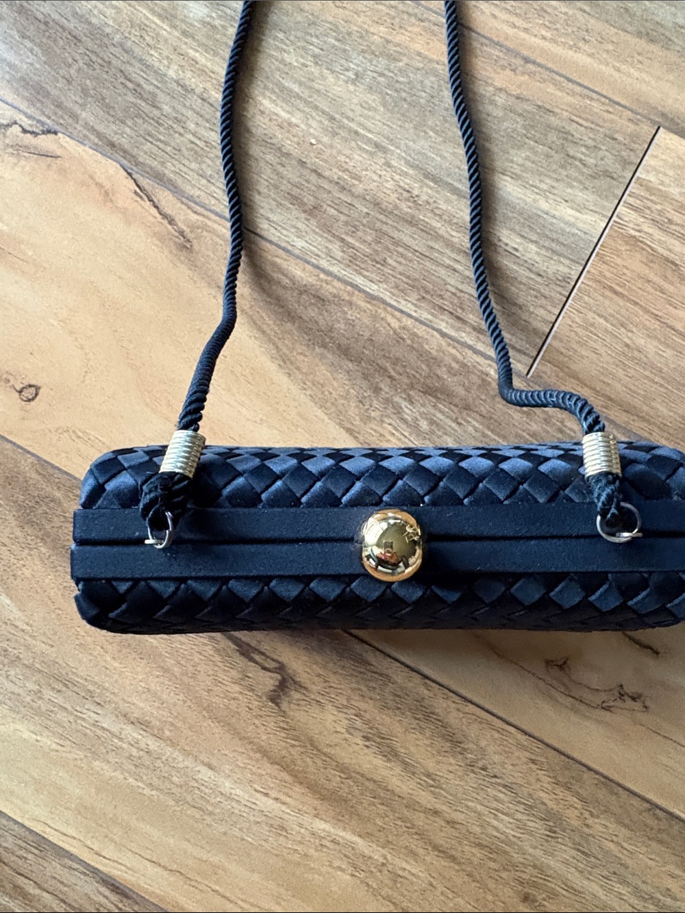 Saks Fifth Avenue Black Woven Mini Crossbody Bag - Picture 2 of 5